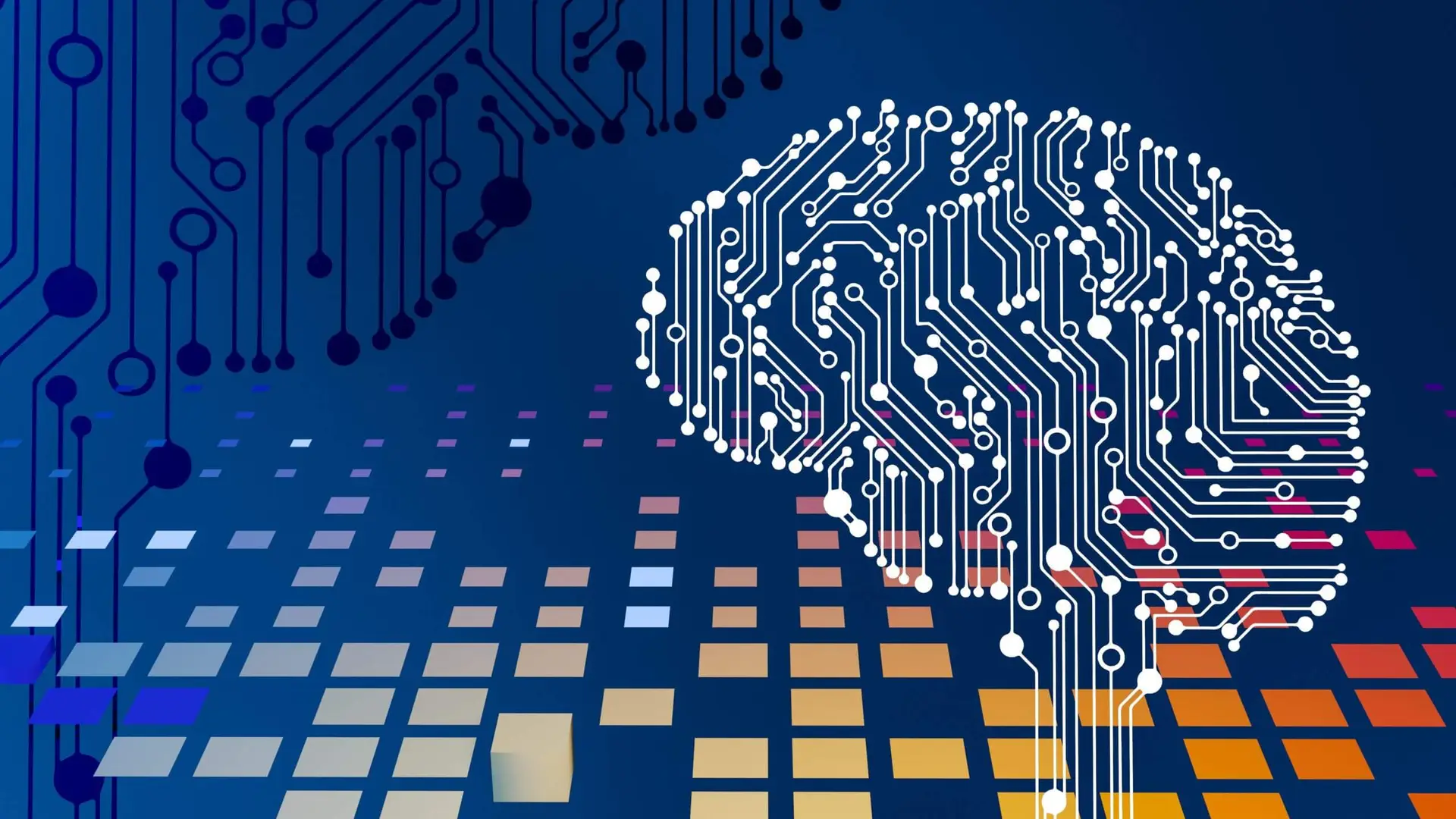 a computer circuit board with a brain on it